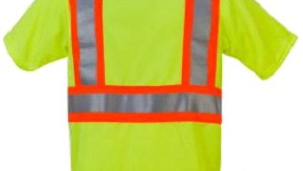 High Visibility Wicking Shirt with Contrasting Color Stripes